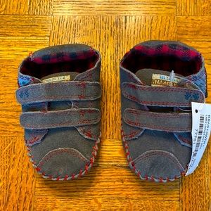 Lance Leather Naartjie Grey Velcro Boy Booties